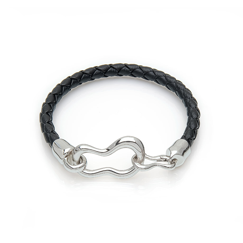 Crochet Leather Bracelet Black