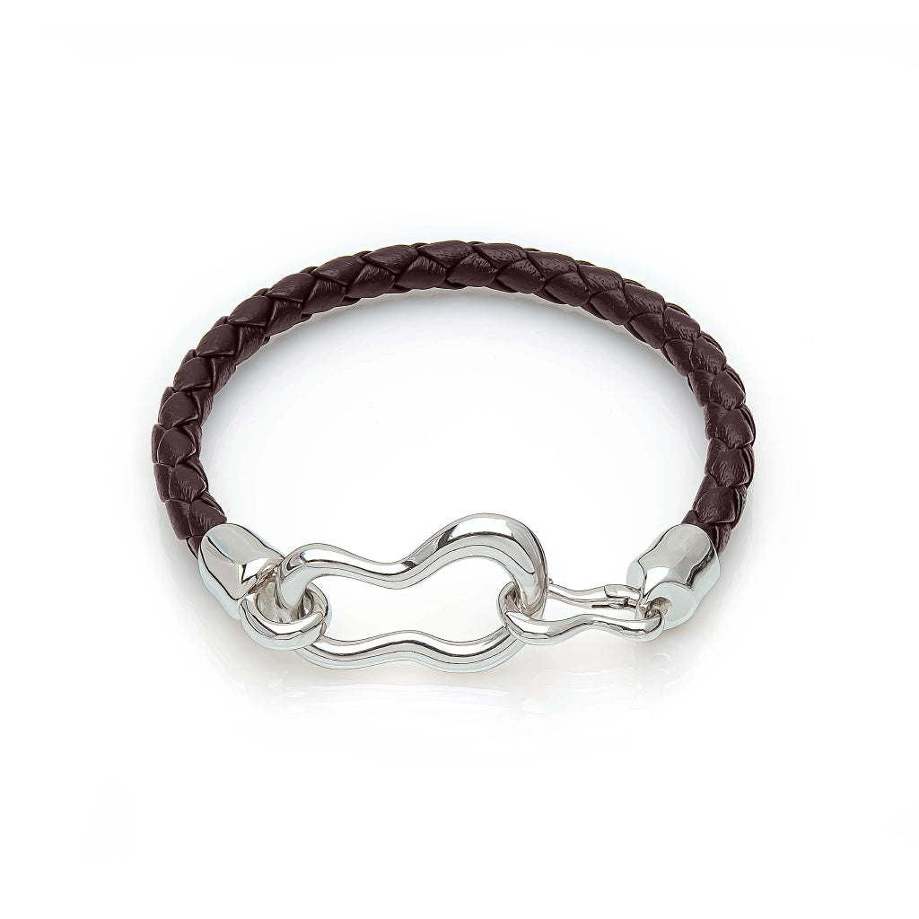 Crochet Leather Bracelet Dark Brown
