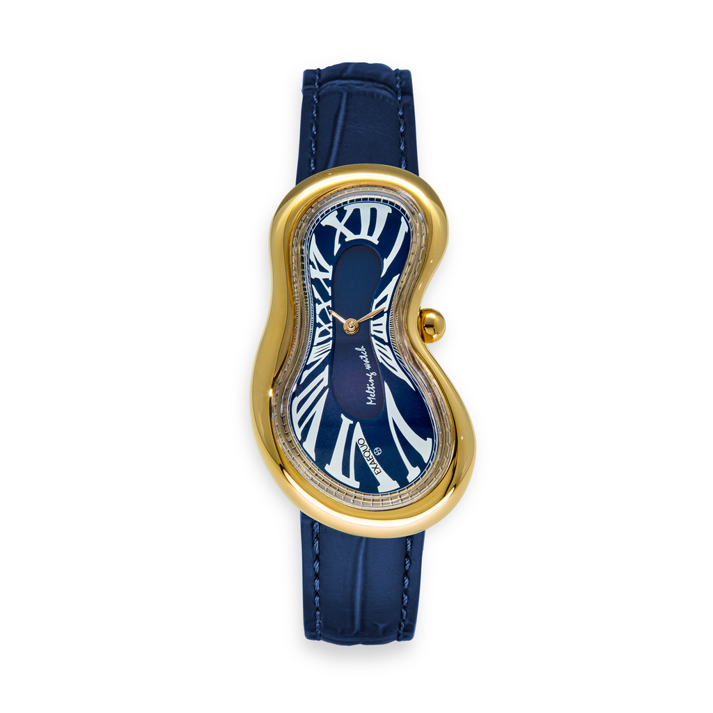 Classic Melting Watch Stainless steel 316L Blue - PVD Yellow Gold